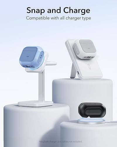 ESR for AirPods 4 Case, Compatible with AirPods 4th Generation Case (2024) (USB-C), Compatible with MagSafe, Drop Protection Cover with Lanyard, Magnetic Lid Lock, Orbit Hybrid Series, White thumbnail 7