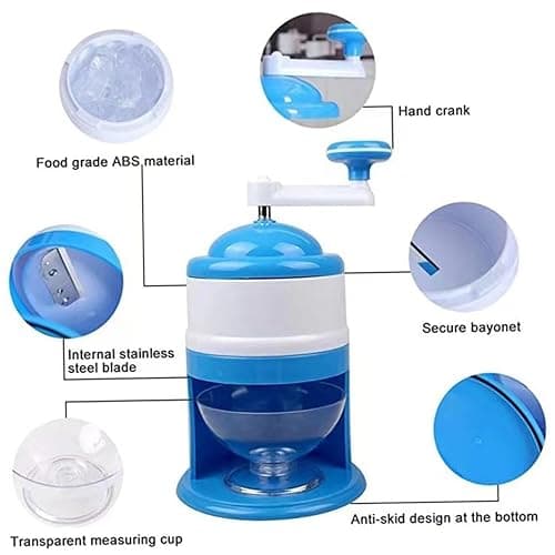 Ice Crushers, Shaved Ice Machine Manual Ice Shaver DIY Crushed Ice Maker Portable Snow Cone Machine with Hand Crank for Party Making Snowcones Ice Cream and Slushy thumbnail 5