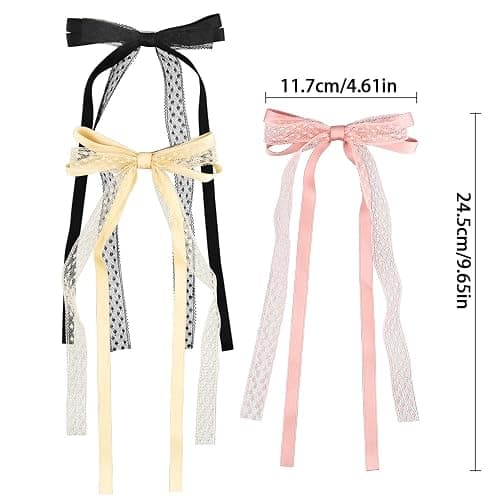 6Pcs Lace Hair Bow for Women,Cute Hair Bows Barrettes Bow Hair Clips with Long Tail,Hair Ribbon Bows Hairpins Metal Alligator Hairclips,Decorative Hairclip Hair Accessories for Women thumbnail 7