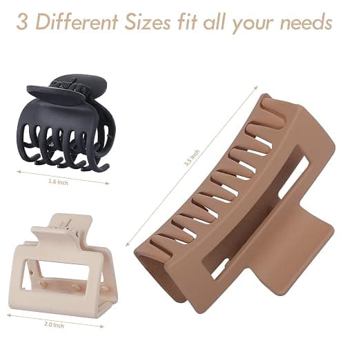 CHANDAT Medium Claw Hair Clips Set for Women - 3 Styles, 9 pcs Rectangle Clips for Thick Hair, Square Clips for Thin Hair - Brown thumbnail 3