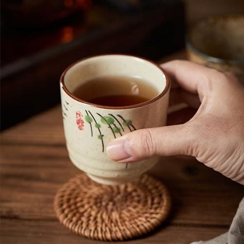 Nagpew 6 Pieces Japanese Tea Cups, 6 Oz Ceramic Coffee Cup | No Handle Teacup Matcha Mug with Good Heat Retention for Latte, Juice, Gift, Dishwasher Safe thumbnail 2