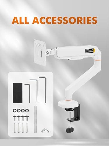 Ibergrif Single Monitor Arm Desk Mount for 13-32 Inch Screen, Ergonomic Height Adjustable Gas Spring Bracket, Tilt, Swivel, Rotation Monitor Stand with Cable Management, VESA 75/100mm, MA001W-White thumbnail 9