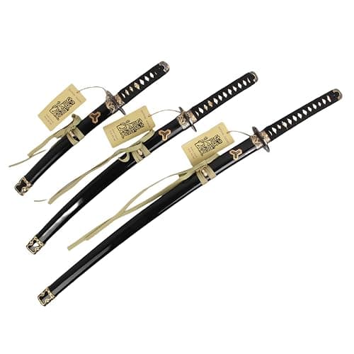 Sword Valley Kill Bill Premium Movie-Style Samurai Sword 3-Piece Set with 3-Tier Display Stand – Engraved Scabbards, Stainless Steel Blades, Waxed Cotton Handle (37.4"+30.7"+19.3") thumbnail 3