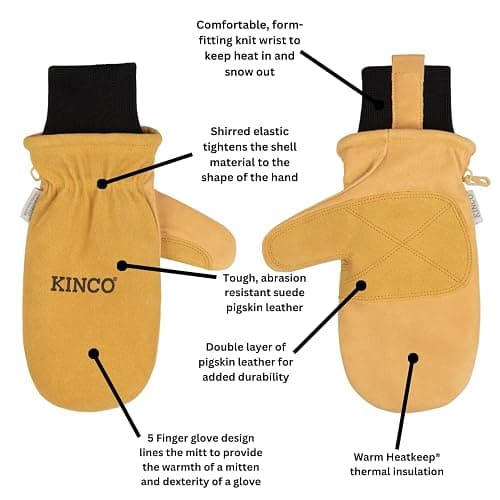Kinco, KIN-901T, Premium Leather Work and Ski Mitt with Nikwax Waterproof Wax, Apparel Gloves thumbnail 2