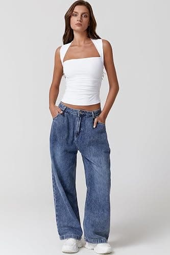 QINSEN Women's Square Neck Slim Fit Tank Top thumbnail 3
