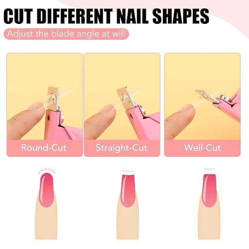 False Nail Clippers with Magnets Stainless Steel Nail Cutter for Acrylic Nail Nail Clippers with 15Pcs Small Magnets for Home Salon Nail Art（Baby Pink） - Baby Pink thumbnail 5