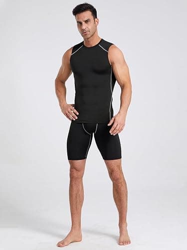 Celfaeree 4/5/6 Pack Athletic Sleeveless Shirts for Men Workout Tank Tops Compression Tank Top Gym Muscle Shirts for Running thumbnail 5