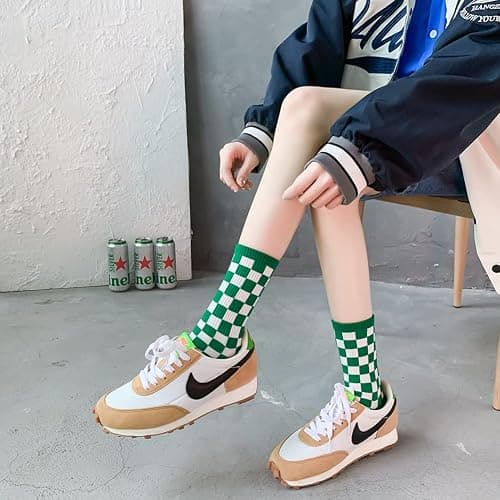 Xhonp 5 Pairs Cute Big C Letter Crew Socks Sports,Casual,Striped for Women Socks thumbnail 4