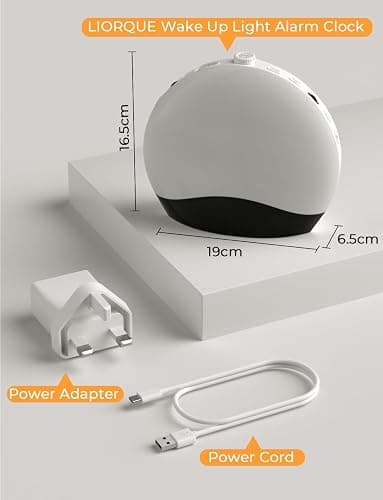 LIORQUE Sunrise Alarm Clock Wake Up Light Clock with Sunrise/Sunset Simulation, 8 Colors Atmosphere Lamp, 22 Natural Sounds, Dual Alarms, Snooze and FM Radio, Light Up Alarm Clock Bedside thumbnail 9