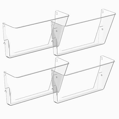 Gawerk Clear Acrylic Single Pocket, Plastic Hanging Wall Mount File Holder for Office Home (Clear, 4 Pack) - Image 1