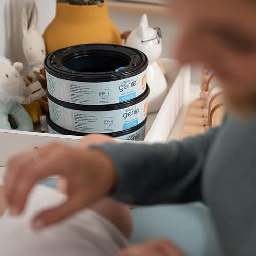 Diaper Genie Round Refill 3-Pack, Unscented Diaper Pail Refills, 270 Count | Unscented diaper pail refill bags with Max Odour Lock Technology help lock in odours and last up to 810 newborn diapers. thumbnail 2