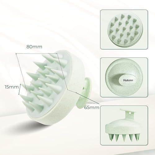 Hotosu Scalp Massager Brush for Hair Growth – Silicone Scalp Scrubber & Scalp Exfoliator – Manual Scalp Massager Brush for Wet or Dry Use – Hair Massager Scalp Shampoo Brush Tool (Green) thumbnail 4