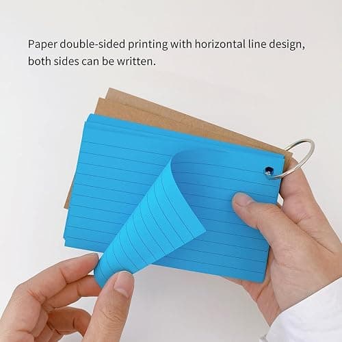Flash Cards 300 PCS Revision Cards 3x5 Inch Kraft Paper Notecards with 6 Metal Binder Ring Multicolor Double Sided Flshcards for Office Home School Learning Record thumbnail 7