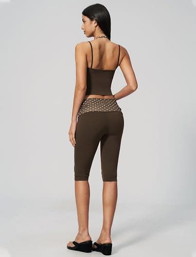 PQBPQB Women 2 Piece Workout Set Striped Halter Tank Top and High Waist Capri Pants Pilates Yoga Outfits thumbnail 4