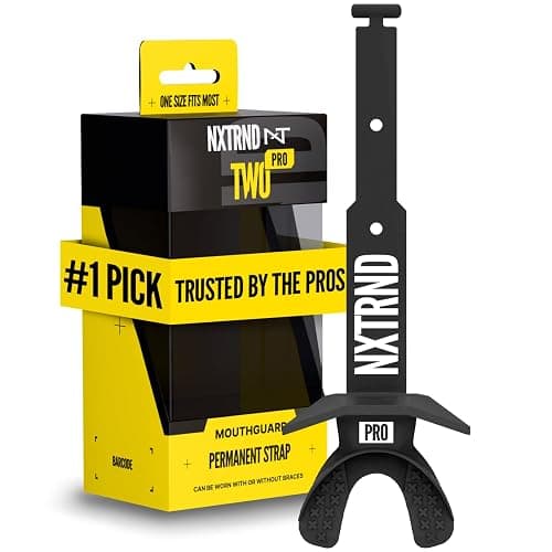 Nxtrnd Two Pro Football Mouth Guard, Permanent Strap, Fits Adult & Youth (Black) - Image 1