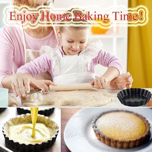 DATANYA 16 Pack Mini Tart Pans 4 Inch with Removable Bottom Round Nonstick Quiche Pan, Heavy Duty Fluted Side Tart Molds for Pies, Mousse Cakes, Dessert Baking thumbnail 7