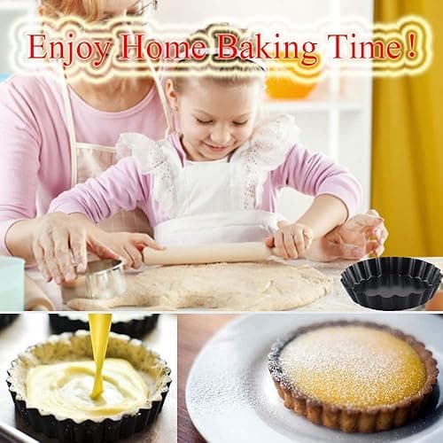 DATANYA 16 Pack Mini Tart Pans 4 Inch with Removable Bottom Round Nonstick Quiche Pan, Heavy Duty Fluted Side Tart Molds for Pies, Mousse Cakes, Dessert Baking thumbnail 8