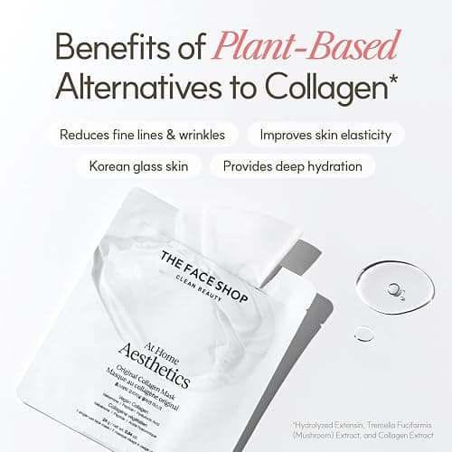 THE FACE SHOP Original Vegan Collagen Face Mask, Korean Glass Skin Essential, Peptide Hydrogel Mask for Firming & Skin Elasticity, Moisturizing, 4EA thumbnail 5