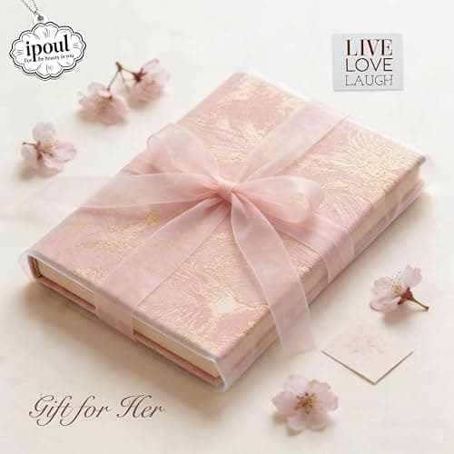 ipoul Flower Notebook, A5, 6x8, Hardcover, Lay Flat, Lined Paper, Ruled Page, Journal for Women, Gift for Her, Writing Notebook, Pretty, Peony, Pink thumbnail 7