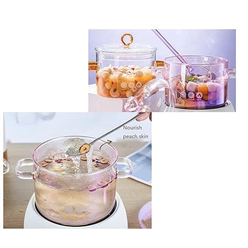 Pink Glass Saucepan with Lid and Handle, 1.5L/50oz Glass Cooking Pot, Glass Cooking Saucepan Safe for Pasta Noodle, Soup, Milk, Baby Food thumbnail 7