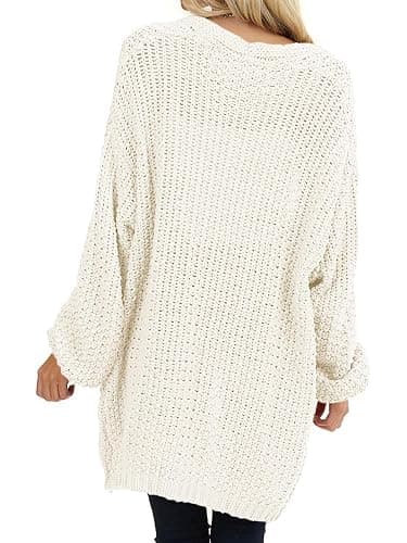 Maroway Womens Cardigan Solid Color Long Sleeve Open Front Chunky Knit Sweater Outwear thumbnail 5