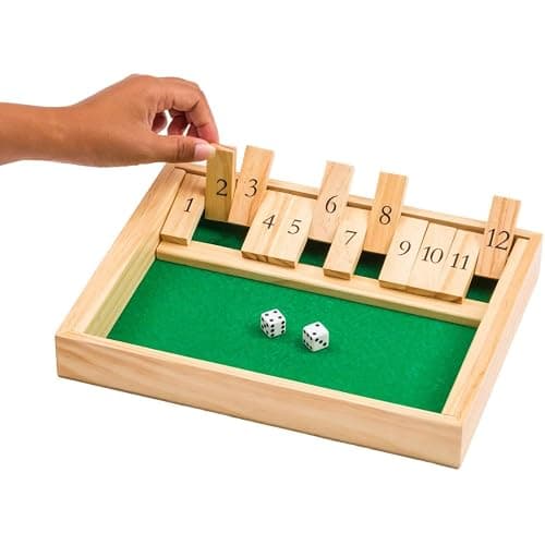 Regal Games Shut The Box - Fun Table Math Game with Wooden Board for Adults & Kids - 12 Spots Dice Game with 2+ Player Games - Ideal for Game Night, Travel - (Ages 8+) thumbnail 4