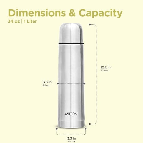 Milton Vacuum Flask for Hot Drink 1 Litre (34 oz), Stainless Steel Double Walled Insulated Water Bottle for 24 Hour Hot and Cold Drinks with Cover, Leak Proof, BPA Free, Thermosteel Flip Lid 1000 ml thumbnail 3