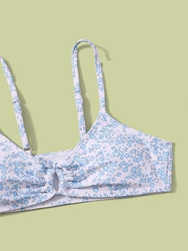 COZYEASE Girls' 2 Piece Ditsy Floral Print Knot Front Ruched Triangle Bikini Swimsuit thumbnail 5