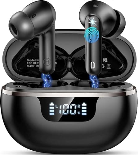 2026 Wireless Earbuds, Bluetooth 5.4 Headphones, 50H Playtime In Ear Earphones HiFi Stereo, Ear buds with 4 ENC Noise Cancelling Mics Deep Bass, IP7 Waterproof Earbuds with LED Display, Fast Charging - Image 1
