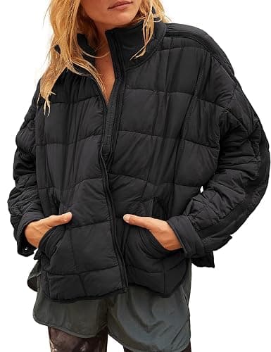 Gacaky Women's Baggy Lightweight Zip Puffer Jacket Warm Winter Down Coat with Pockets - Image 1