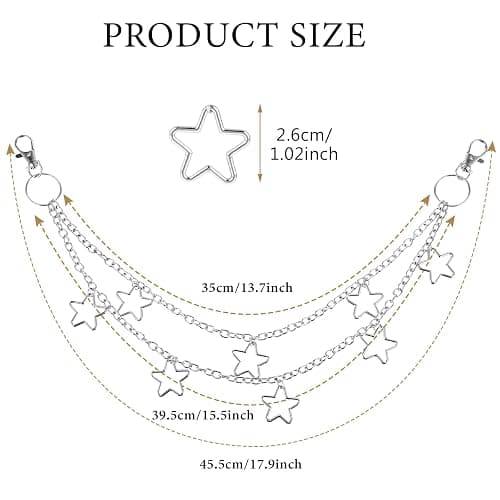 Jean Chain Star Punk Wallet Chain with Lobster Clasps Cool Trousers Pants Chains Belt Key Chains Adults Hip Hop Pocket Chains Rock Gothic Y2k Accessories for Men Women thumbnail 2