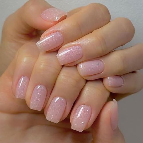 Vishine Glitter Nude Pink Gel Polish Iridescent Shimmer Jelly Neutral Color Skin Tone Clear Pink 8ml Sparkle Pink Natural Soak off UV LED Cured for Home Salon DIY Nail Art E030 thumbnail 2