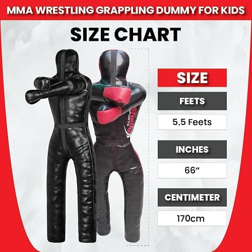 Shelly MMA Grappling Dummy for Adult BJJ Judo Wrestling Standing Position Brazilian JIU Jitsu MMA Sparring Self Defense Training MMA Dummy – UNFILLED - 170CM - Black thumbnail 7