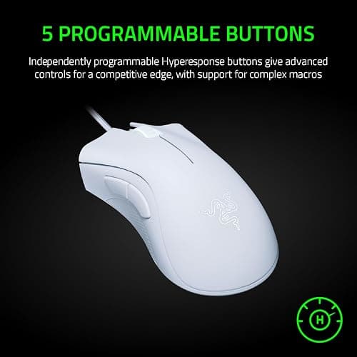 Razer DeathAdder Essential (2021) - Souris Gaming Filaire avec Capteur Optique de 6400 DPI (Design Ergonomique, 5 Boutons Programmables, Jusqu'à 10M de Clics) Blanc thumbnail 7