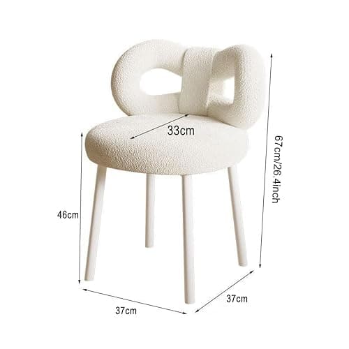 Slzyqnyy Small Vanity Chair with Bow Backrest – White Makeup Stool for Dressing Table, Armless Beauty Chair with Adjustable Foot Pads, Bedroom for Women Girls, Compact Makeup Stool (White) thumbnail 2