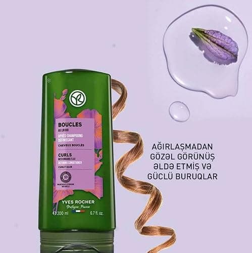 Yves Rocher Curls Conditioner with Organic Flax Extract Sulfate-Free Defines and Nourishes Curly Hair - 200 ml./6.7 fl.oz. thumbnail 5