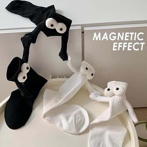 2 Pairs Magnetic Holding Hands Socks Funny Couple Gifts, Best Friend, Engagement, Anniversary, Teens Gag Cute Weird Stuff thumbnail 7