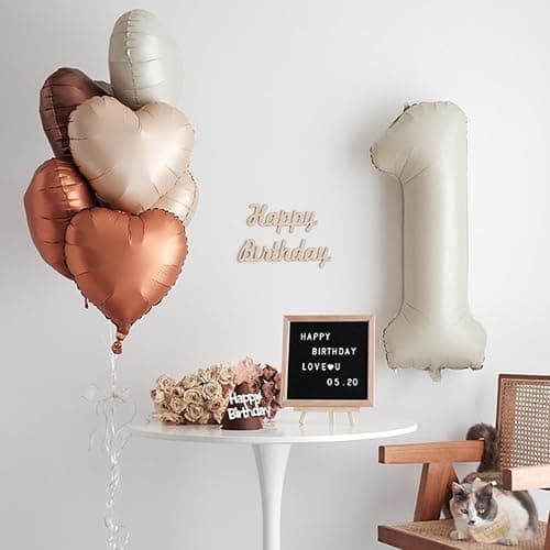 Cream Heart Balloons, 10PCS Cream White Foil Heart Shape Balloons, 18inch Beige Foil Valentine Balloons for Helium Nude Neutral Love Balloon for Valentines Day, White Wedding, Brithday Decorations thumbnail 7