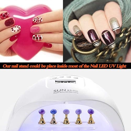 2 Sets Nail Stand Display - Magnetic Nail Tips Stand - Acrylic Nail Art Practice Stands - Acrylic Nail Display Stand,Nail Practice Holders,Nail Stands for Painting Nails for Homes&Salons (pink+silver) thumbnail 6