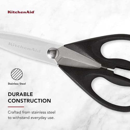 KitchenAid All Purpose Kitchen Shears with Protective Sheath Durable Stainless Steel Scissors, Dishwasher Safe, Soft Grip Comfort Handle, 8.72 Inch, Black thumbnail 7
