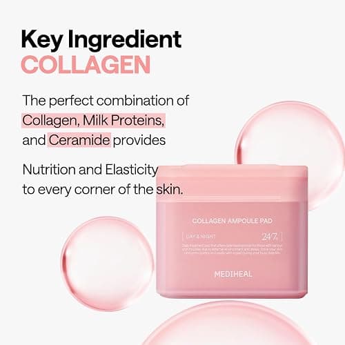 MEDIHEAL Toner Pads - Collagen Ampoule Toner Pad (100 count) with Ceramide - Skin Firming, Restore Elasticity, Deep Hydration - Tighten Wrinkles & Lines - Vegan Moisturizing Fabric, Korean Skin Care thumbnail 4