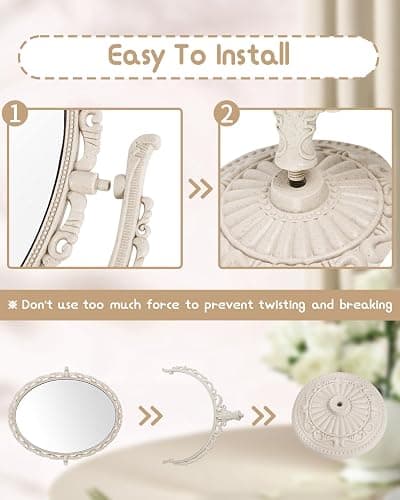 XPXKJ Vintage Vanity Mirror Shabby Chic Decor | 360° Rotating Double-Sided Table Makeup Mirror with Stand Bedroom Decoration Perfect for Tabletop, Desk, or Makeup Station thumbnail 3