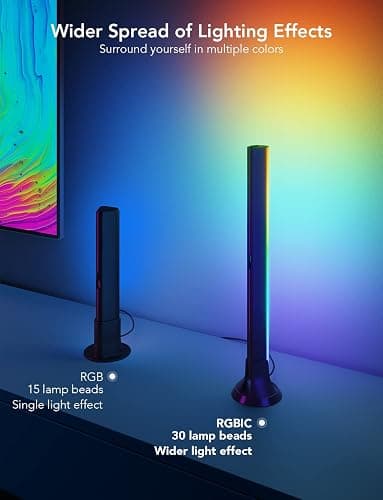 Govee RGBIC Light Bars, 15 Inches WiFi TV Backlight Suitable for 45-70 inch TVs, Smart Light Bars with Multiple Placement Options, Work with Alexa and Google Assistant, Black thumbnail 3