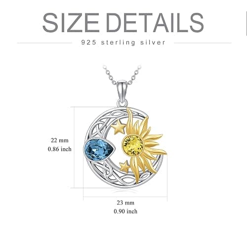 AOBOCO 925 Sterling Silver Moon Sun Star Necklace Celtic Jewelry for Women Girls thumbnail 4