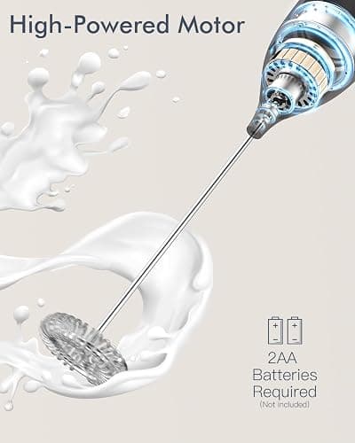 Milk Frother Handheld Battery, Electric Foam Maker Frother Wand, Drink Mixer with Stainless Steel Whisk for Coffee, Matcha, Lattes, Cappuccino Black thumbnail 4