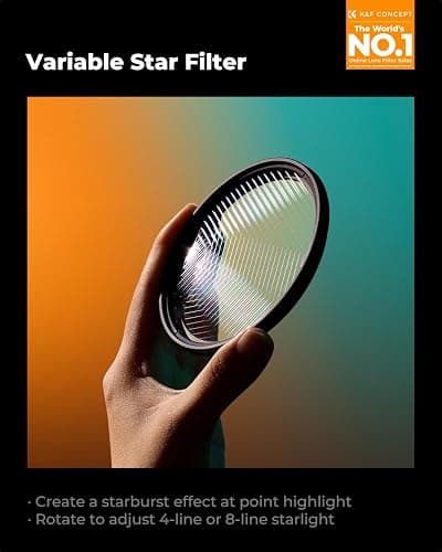 K&F CONCEPT 67mm Variable Star Filter Cross Screen Starburst Filter 4, 8 Points -18 Layer Coating Ultra Slim Optical Glas Camera Lens Filter with 3 Cleaning Cloth thumbnail 2
