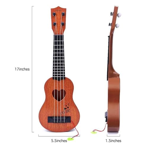 YEZI Kids Toy Classical Ukulele Guitar Musical Instrument, Brown thumbnail 3