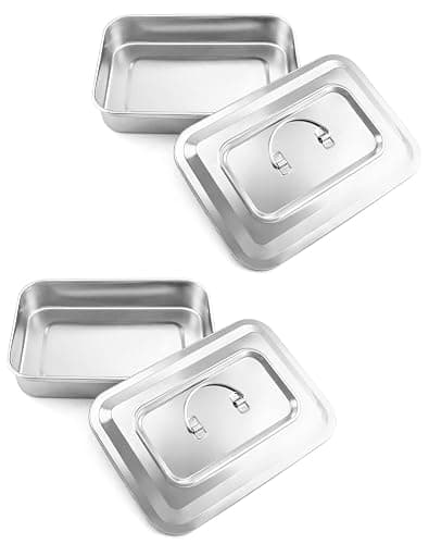 QWORK Medical Stainless Steel Instrument Tray Organizer Holder with Lid and Handle Grip for Surgical Medical Dental Instruments, 9.5" x 6.3" x 2", 2 Pack thumbnail 7