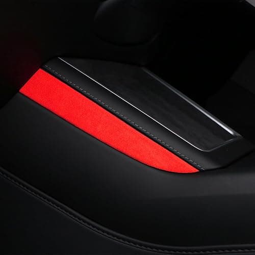 Sides of The Wireless Phone Charger Sticker for Alcantara Tesla New Model 3 2024-2026 New Model Y 2025-2026 Interior Italian Suede Red Upgrade Trim Cover - Image 1