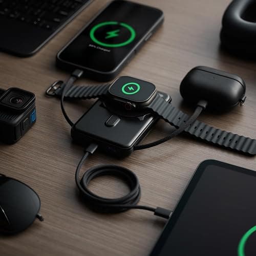 Ridge Magnetic Power Bank Fast Charging - Compatible with MagSafe - Portable Charger Power Bank - with Built in Cable and Wireless Charging, 5-in-1 Charging & Magnetic Attachment (Matte Black) thumbnail 9